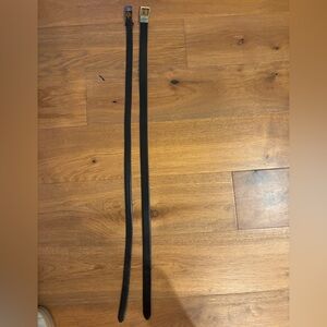 Black Leather Skinny Belts - Set of 2